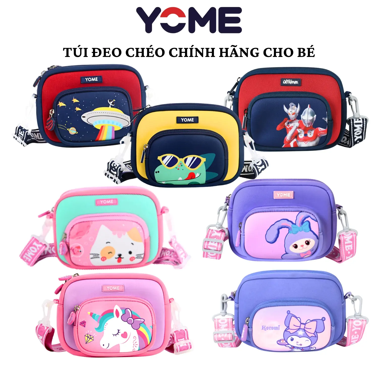 Túi đeo chéo trẻ em YOME hàng chính hãng chất liệu cao cấp cho bé trai bé gái