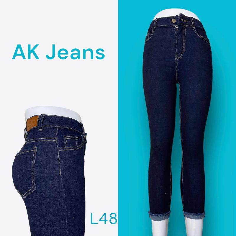 Quần Jean Nữ AKJ L23 Lỡ Lưng Cao Lai Lật Vải Co Giãn
