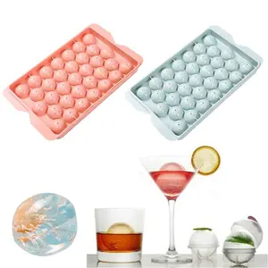 1 set 6pcs Cetakan Es Model Batu Bulat Isi 33 Grid Bisa Untuk Membuat Coklat , Jelly , Es Buah Dan Lain Ada jumbo 7 warna Cream