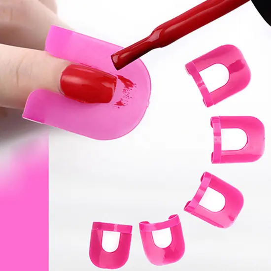 Louterh 26x Nail Polish Edge Anti-Flooding Plastic Template Clip + 1 Pc Sticker Tool Set