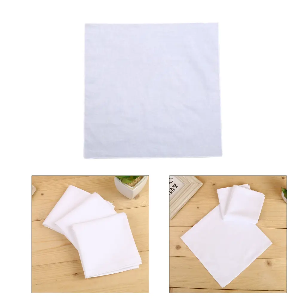 【Available】 White Color Pocket Square White Handkerchief for Men Wedding Business Supplies.