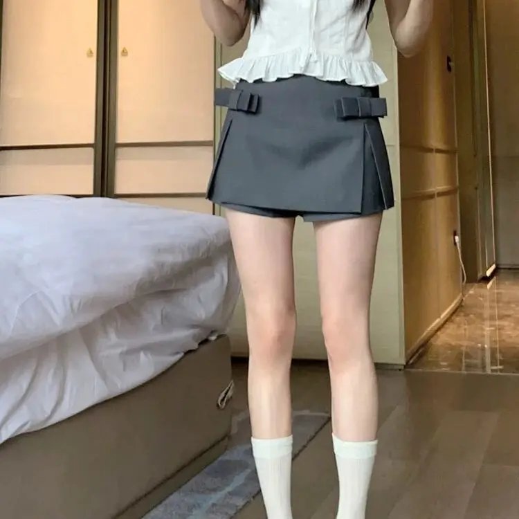 Quần Nửa Váy Cho Nữ, Thiết Kế Thắt Nơ Đẹp, Cạp Cao, Dễ Phối Đồ, Bộ Đồ Chữ A, Váy Ngắn, Dễ Thương Và Gợi Cảm, Bodycon Xẻ Tà, Thích Hợp Cho Mùa Hè