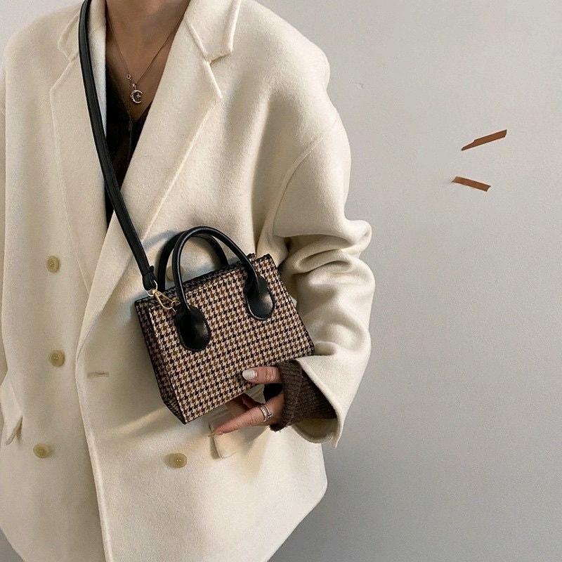 Tas Selempang Slingbag dan Handbag Wanita Terbaru Kekinian Kulit PU Kanvas Hitam 6