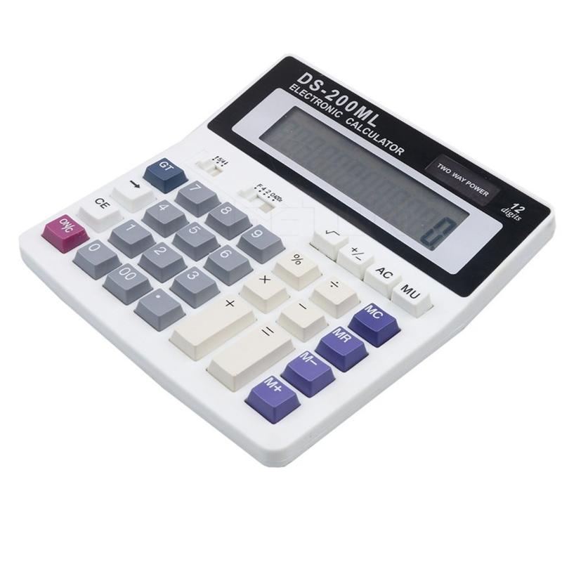 Office Computer Calculator with Large Buttons Keys DS-200ML Multifunction Battery-powered 12 Digits Big Display 3