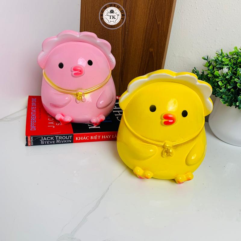  Heo đất tiết kiệm Gà Con Đội nón cute dễ thương Ống Heo Đựng Tiền Ống Tiết Kiệm Đồng 