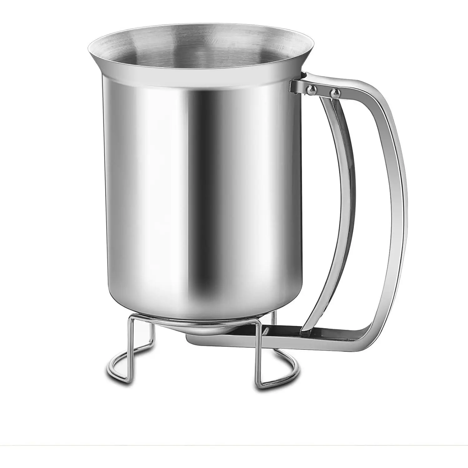 Pancake Batter Dispenser, Multi-Caliber Stainless Steel Funnel Cake Dispenser with Stand,Dust Cover and Squeeze Handle,Suitable for Pancakes, Cupcakes,Takoyaki or Any Baked Goods