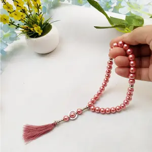 Tasbih Mutiara 33 Butir Warna Mengkilap / Souvenir Pernikahan Pengajian Putih Muslim Haji Motif