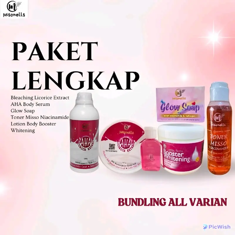 PAKET Bodycare Misonells Bleaching Licorice& aha + Lotion Mencerahkan 0