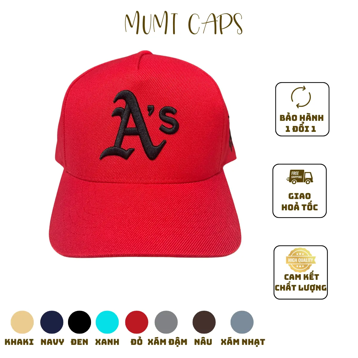 Mũ Trucker thêu chữ "AS" sắc nét - from sâu -unisex nam nữ, cap hat MUMT15 Cotton