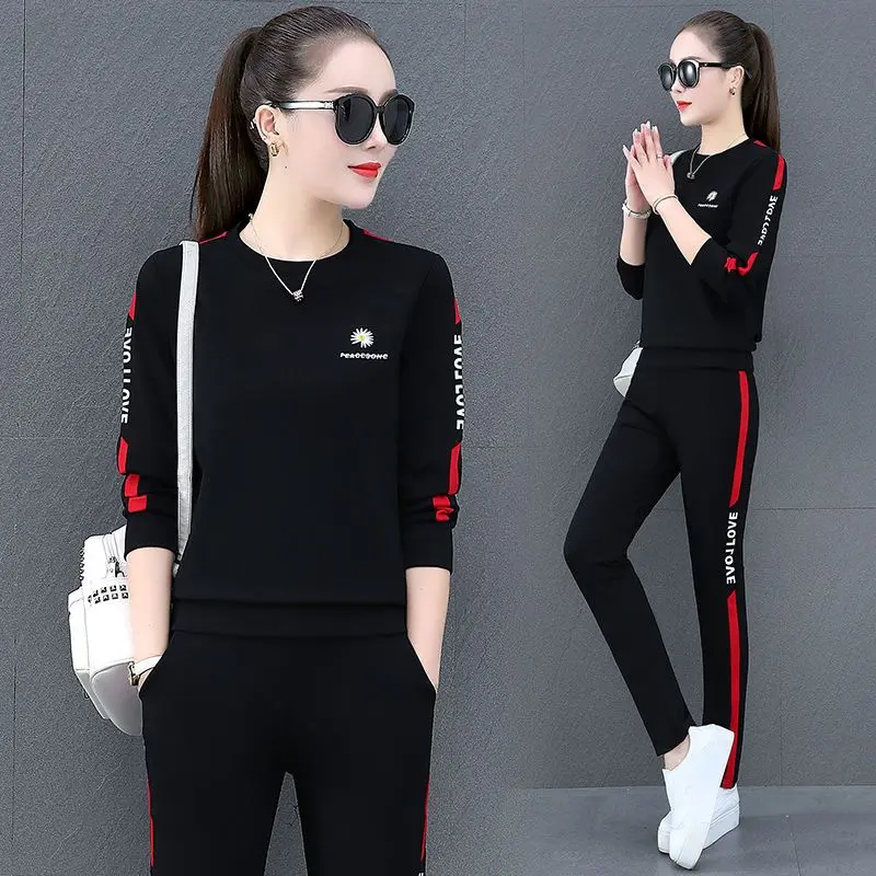 Áo Len Nữ, Bộ Đồ Thể Thao, Bộ Sưu Tập Xuân Thu 2023, Bộ Đồ Mới, Dáng Rộng Vừa Vặn, Dài Tay, Phong Cách Hàn Quốc, Trang Phục Thường Ngày Cổ Tròn, Mỏng Vừa Vặn, Bộ Đồ Hai Mảnh Chạy Bộ Sport