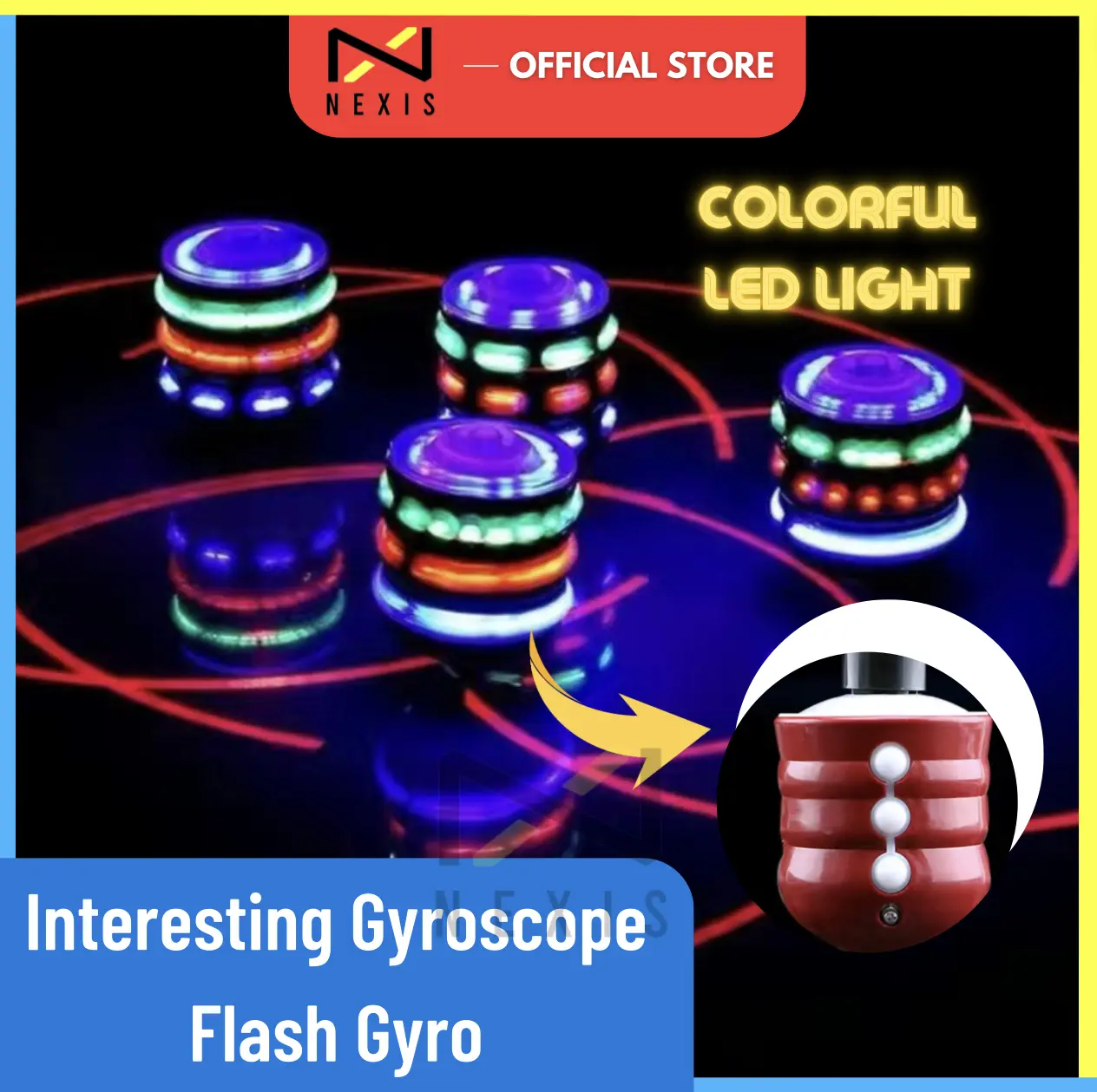 【Gasing LED Kayu】New Interesting gyroscope flash gyro with colorful LED ...