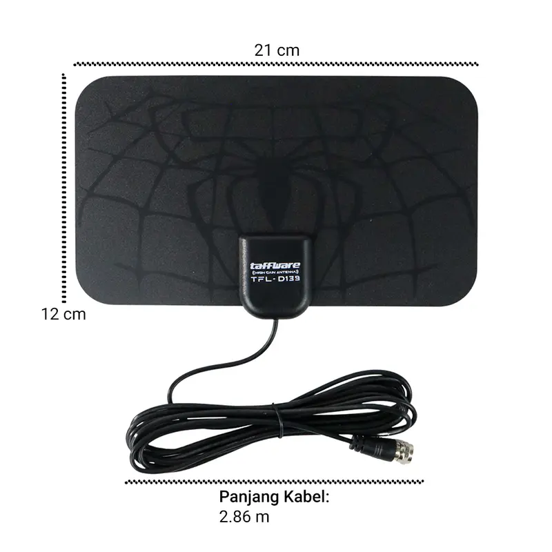 Taffware Antena TV Digital DVB-T2 4K High Gain 25 dB Spider Pattern V2.0 - TFL-D139 - Black 2