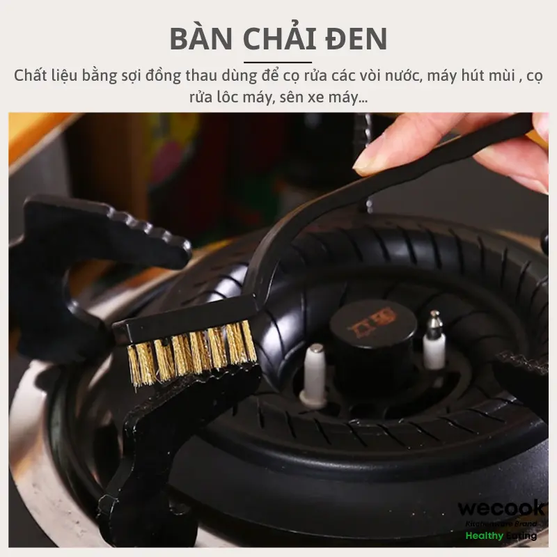 Set 3 bàn chải sắt đánh rỉ sợi kim loại WECOOK - Chổi cọ vệ sinh đầu nhỏ chuyên dụng cho nhà bếp (CSNC19) Làm Sạch 4