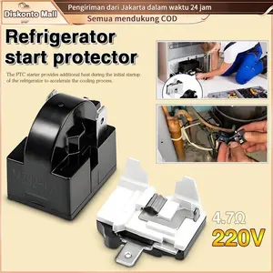 Relai Starter Universal untuk Kulkas Pelindung Beban Lebih PTC Mudah Dipasang Lemari Monitor