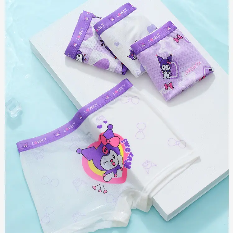 10-45kg Set 4 Quần Chip Bé Gái Lưới thoáng khí 2 Đáy họa Tiết Kuromi, gấu dâu, labubu cho bé gái từ 1- 16 tuổi 3