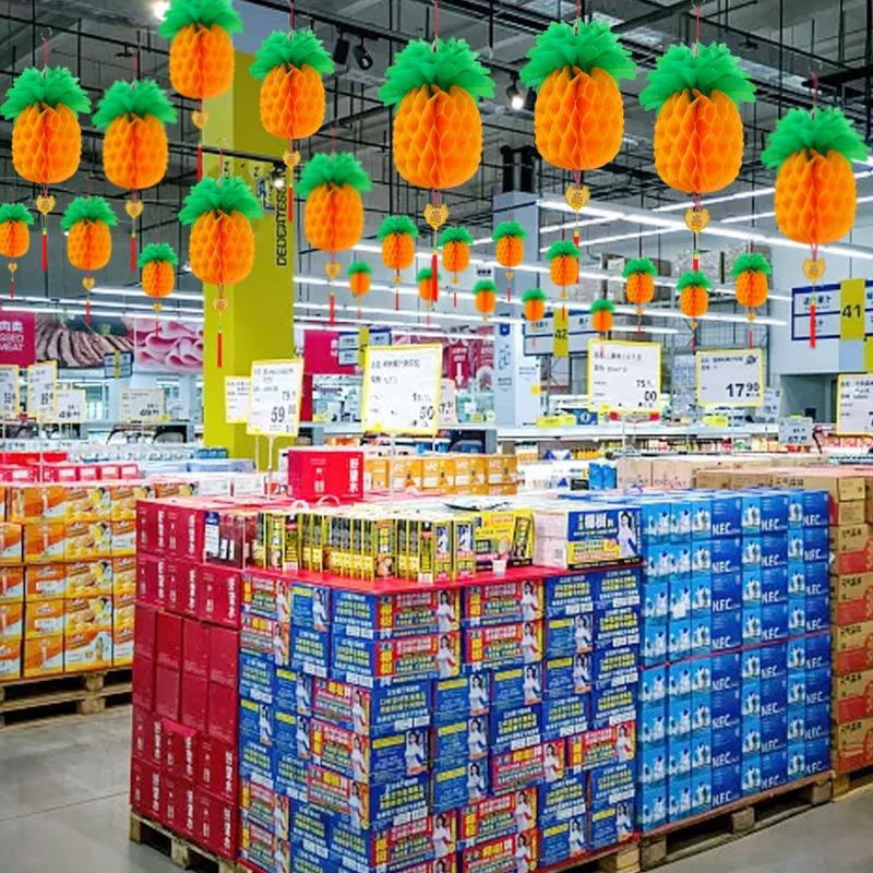 Product Introduction of Chinese Traditional Spring Festivals Pineapple Honeycomb Ball Lantern Oil-plastic Paper Hanging Lanterns Chinese New Year Gifts Decor 20