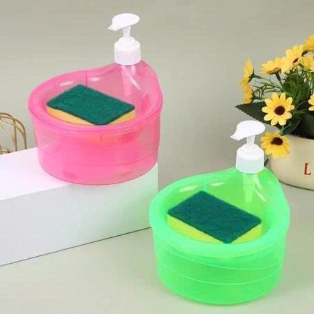 Hộp đựng xà phòng rửa chén có vòi bơm khay đựng tặng kèm miếng mút rửa chén tiện lợi.ana