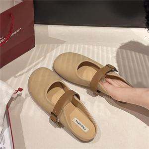 Dép Nửa Dép Nữ, Phong Cách Pháp, Có Thể Đeo Ngoài Trời, Hàng Mới Về, 2025