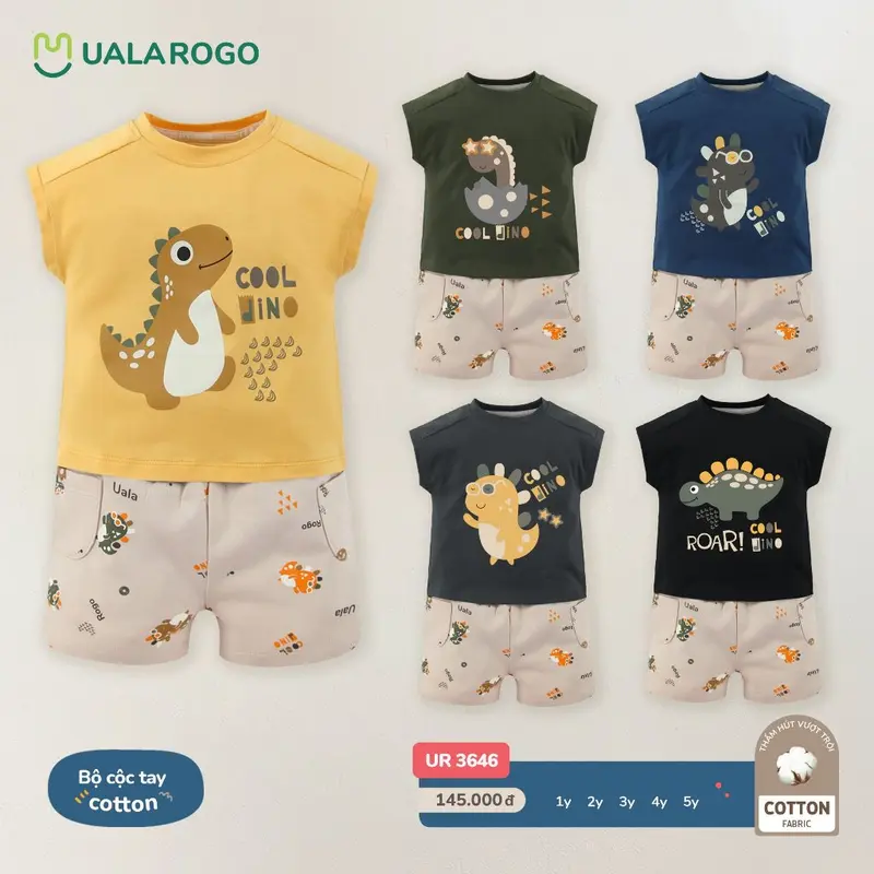 Bộ quần áo ba lỗ cho bé Ualarogo từ 1-5 tuổi vải Cotton co giãn mềm mại thoáng khí 3646 0