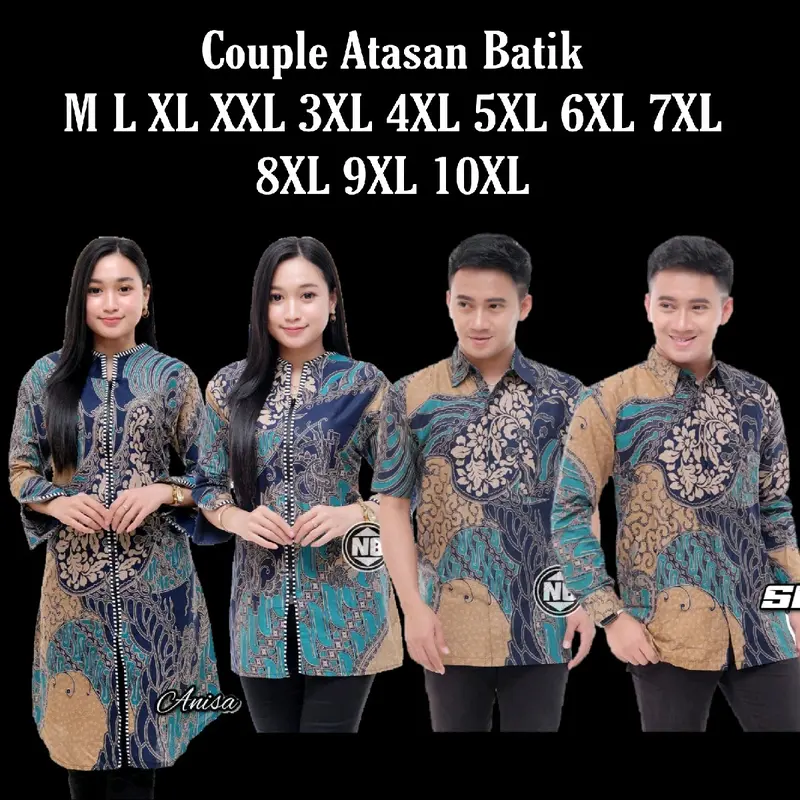 Couple atasan batik motif cap toska size standart dan jumbo Katun Seragam 0