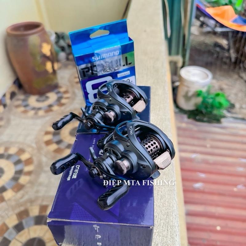   TẶNG KÈM DÙ VÀ KHOÁ  Máy ngang Cao Cấp Orca C1 trọng lượng nhẹ chỉ 150g với 2 phiên bản Cối Trung Và Cối To -có tiếng Drag chuyên lure suối ,lure lóc 