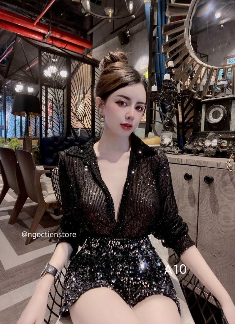 Product Introduction of Áo Kim Sa Nhũ BlingBling -> Sơ Mi Nữ Dáng Giấu Quần Form Rộng by @ngoctienstore2 Top Women Nhung Voi 7
