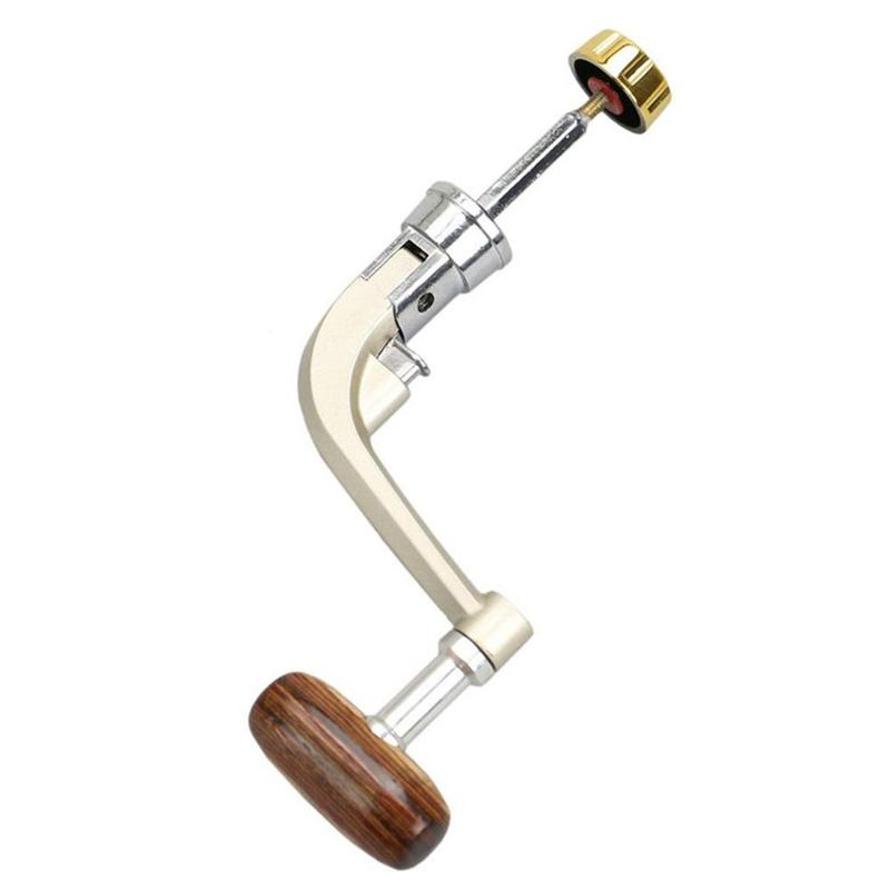 Tay quay máy câu cá núm gỗ