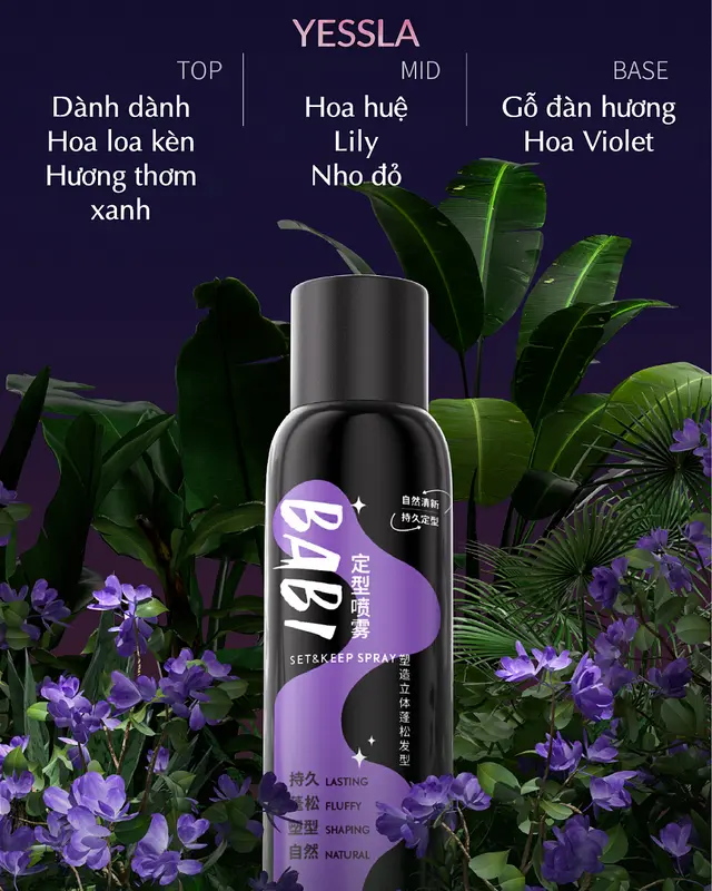 BABI - Xịt tạo kiểu, giữ nếp tóc mềm mại, giữ độ phồng, bồng bềnh tự nhiên 6