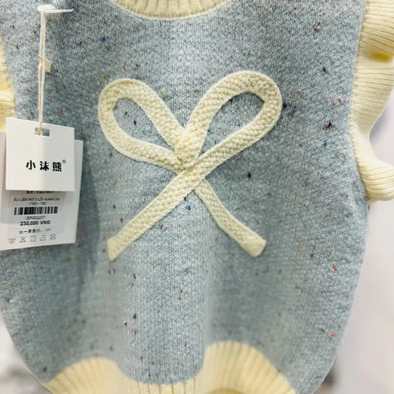 Áo len gile cho bé gái 2 màu tím và xanh dành cho bé từ 11kg đến 23kg 7