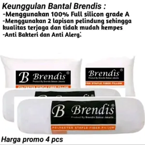 Brendis 4 pics paket 2 Bantal dan 2 Guling kualitas hotel Putih