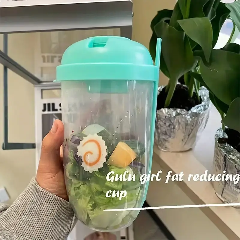 One Two Cups Salad Portable Bottle Lunch Container 1L with Fork - RF20 Buah Simple Wadah Garpu Kitchenware Makan Sayur 8