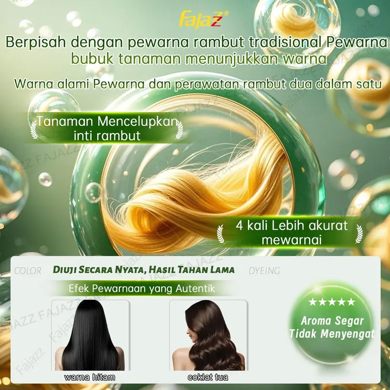 【FAJAZZ/150ML+Masker rambut gratis】Pewarna rambut gelembung, pewarna rambut tanaman, tidak berbahaya bagi rambut 2