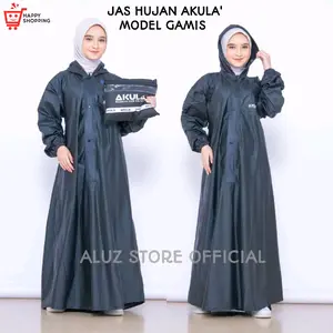 Jas Hujan Wanita Muslimah Model Gamis By AKULA Bahan PVC Anti Rembes Best Quality