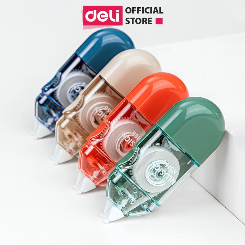Bút xóa băng kéo che phủ tốt Deli 6M dạng Flim - Băng xóa tiết diện 5mm có thể viết đè lên
