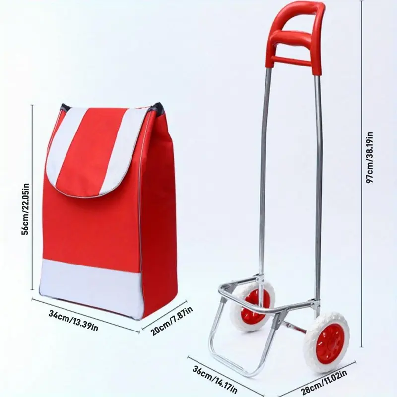 Folding Shopping Cart with Oxford Cloth Bag, Household Stainless Steel Frame Shopping Cart, Outdoor Cart, Travel Accessories, Camping & Hiking Gear 1