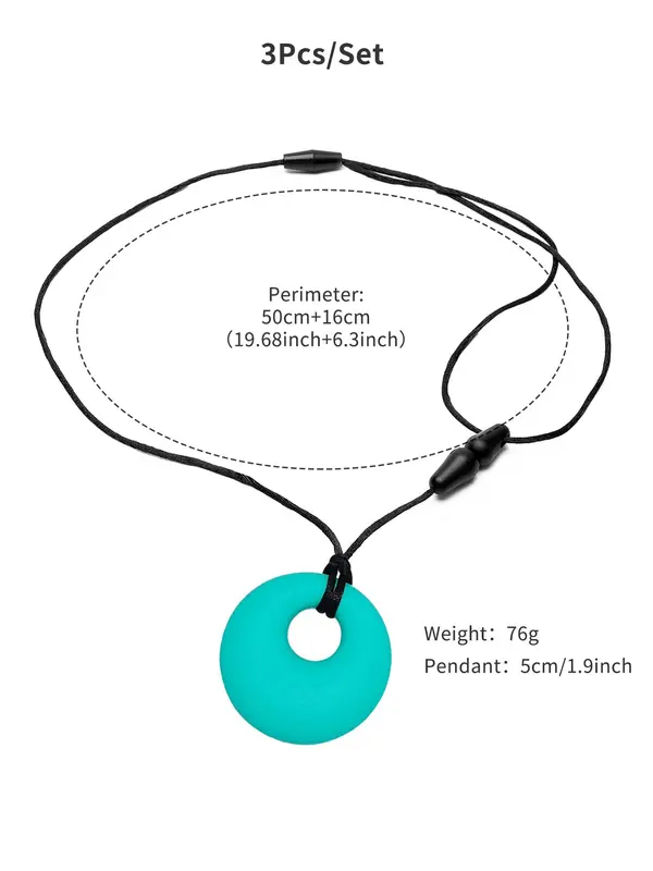 Cute Round Shape Silicone Pendant Necklace, 3pcs/set Sensory Relief Stress Relief Jewelry for Kids & Adults, Versatile Jewelry As Gift for Friends 5