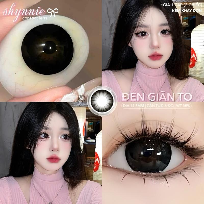 (Cận từ 0-6 độ) 1 CẶP LENS ĐEN 14.5MM giãn to dễ thương HSD 1 năm tặng kèm khay đơn - Kính áp tròng SHYNNIE LENS kinhap trong Contact Lens