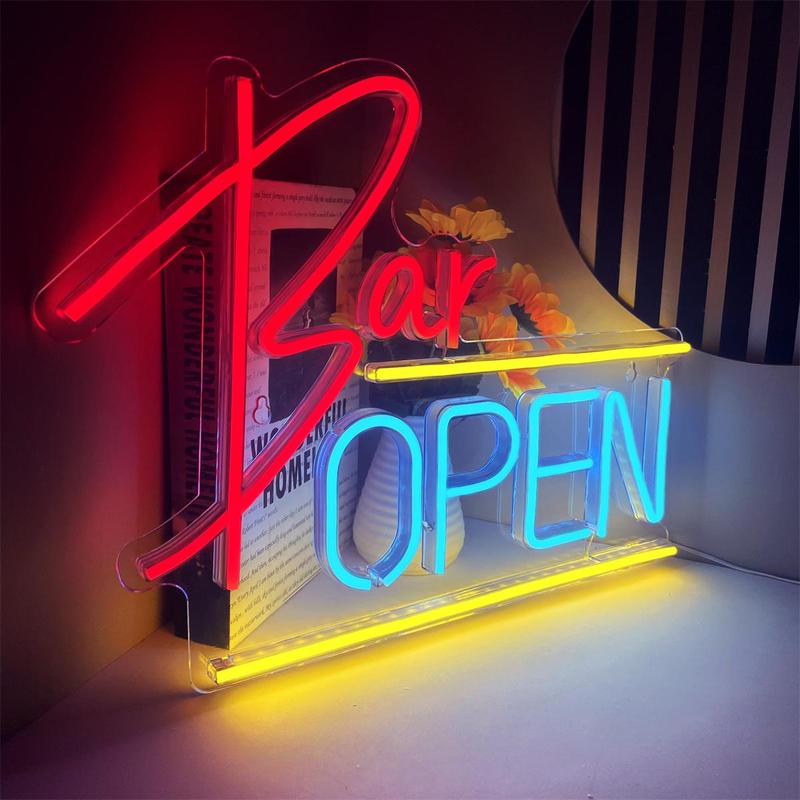 Product Introduction of Bar Open Neon Sign, LED Sign Wall Decoration, USB Powered Open Bar Neon Sign, Bar Shop Cafe Shop Party Club Restaurant Shop Open Sign, Bar Light Decoration Gift 4