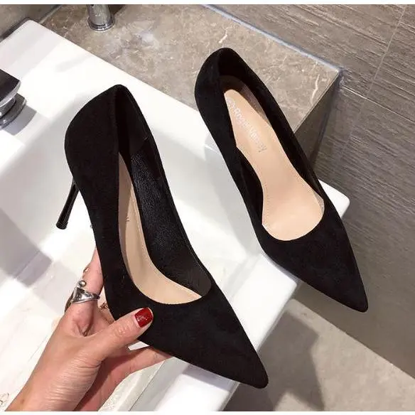 Sakura Shoes3inch Noblesse Korean Leather Women'sLeisure Event Office Dress Pointed  High Pump Close shoes Heels NO.SS589（Standard Size） Footwear Classy High Heels Fashion Heeled Stylish Elegant Girl Walking Shoes Decor