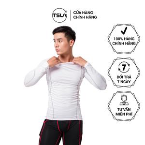 Áo giữ nhiệt thể thao nam dài tay cổ tròn TSLA lót lông chất thun form ôm body co giãn bóng đá gym thu đông TST2018 Tập Gym Sport