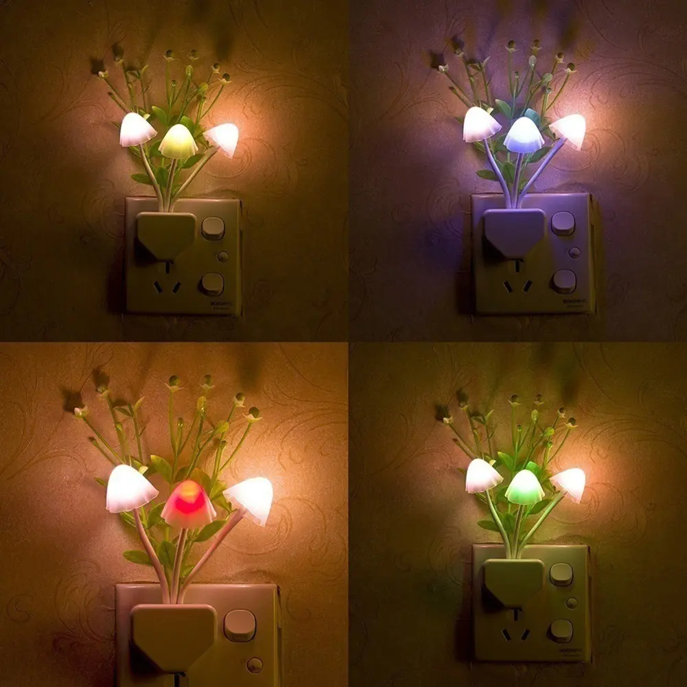 Ghostun-Romantic Colorful Sensor LED Mushroom Wall Lamp Night Light Home Bedroom Decor