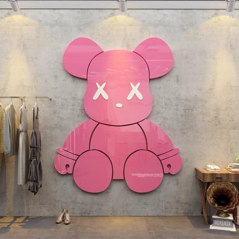 Gấu BearBrick Kaws dễ thương dán tường trang trí Salon Tiệm Nail Mi Shop thời trang Decor Decal Decor Phòng Phòng Khách Trang Trí Nhà Decor Tường