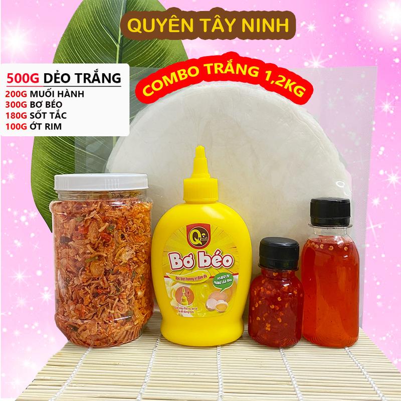   COMBO TRẮNG 1.2KG  BÁNH TRÒN PHƠI SƯƠNG TÂY NINH LOẠI MỎNG  + HỦ MUỐI TÉP HÀNH + BƠ + SỐT TẮC ỚT RIM | QUYÊN TÂY NINH 