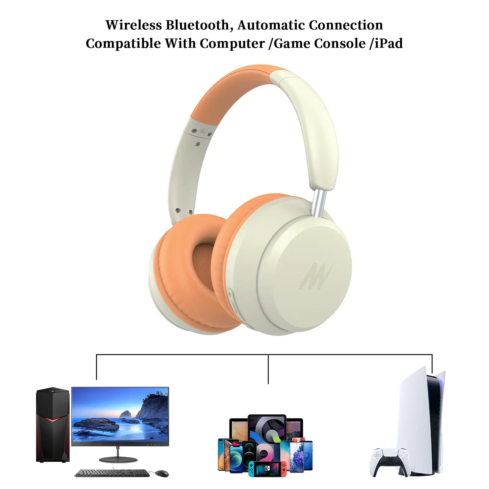 Hybrid Active Noise Cancelling Headless, Wireless Over-Ear Bluetooth, 40H Long ANC Playtime, Hi-Res Audio, Big Bass, tùy chỉnh thông qua một ứng dụng