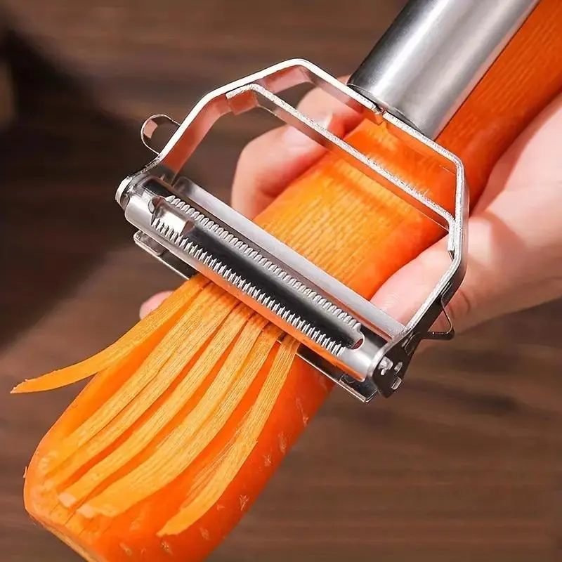 2 in 1 Stainless Steel Peeler, Multifunctional Fruit Peeler, Vegetable Peeler, Camping Kitchenware, Indoor Outdoor Camping Kitchenware