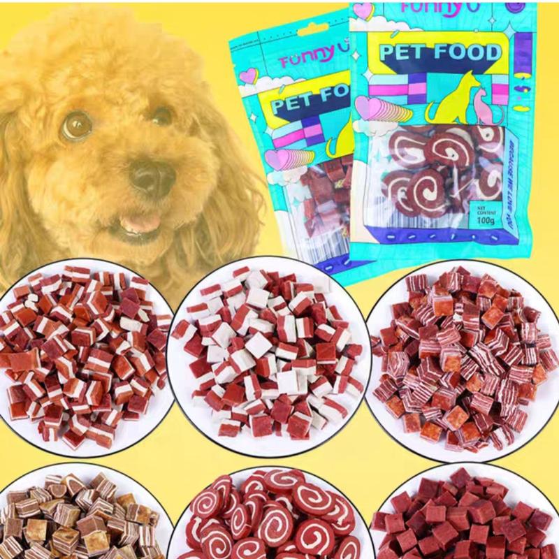 Product Introduction of Ngaupet- Đồ ăn thưởng cho chó (nhiều loại), Snack cho thú cưng ăn nhẹ bánh đa hương vị thịt bò, gà, phô mai viên thịt ngộ nghĩnh hấp dẫn giúp nghiền răng sạch răng gói 100g 4