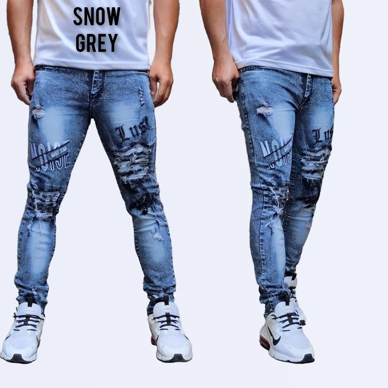 LAZ - Celana Jeans Panjang Pria Dewasa Softjeans Bordir Sobek Pensil Ripped Skinny Melar Slim Fit Stretch Cowok Hitam Distro 1