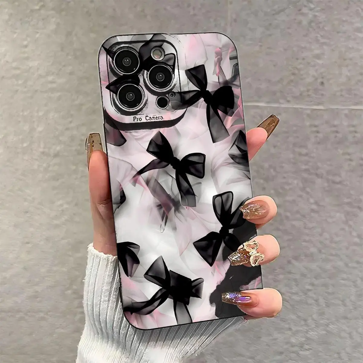 Bowknot Pattern Phone Case, Decorative Phone Protector Cover, Phone Accessories Compatible with iPhone 16 15 14 13 12 11 Pro Max