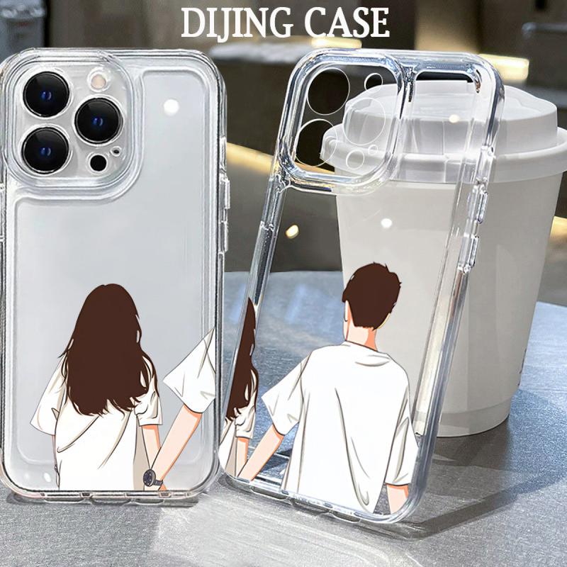 Ốp Điện Thoại Cặp Đôi, Thiết Kế Hình Ảnh Minh Họa Áo Sơ Mi Trắng Cầm Tay, Trong Suốt, Thích Hợp Cho iPhone 16, 15promax, 14, 13Pro, 11Pro, 12, 8plus7, xr, xsmax, DIJING