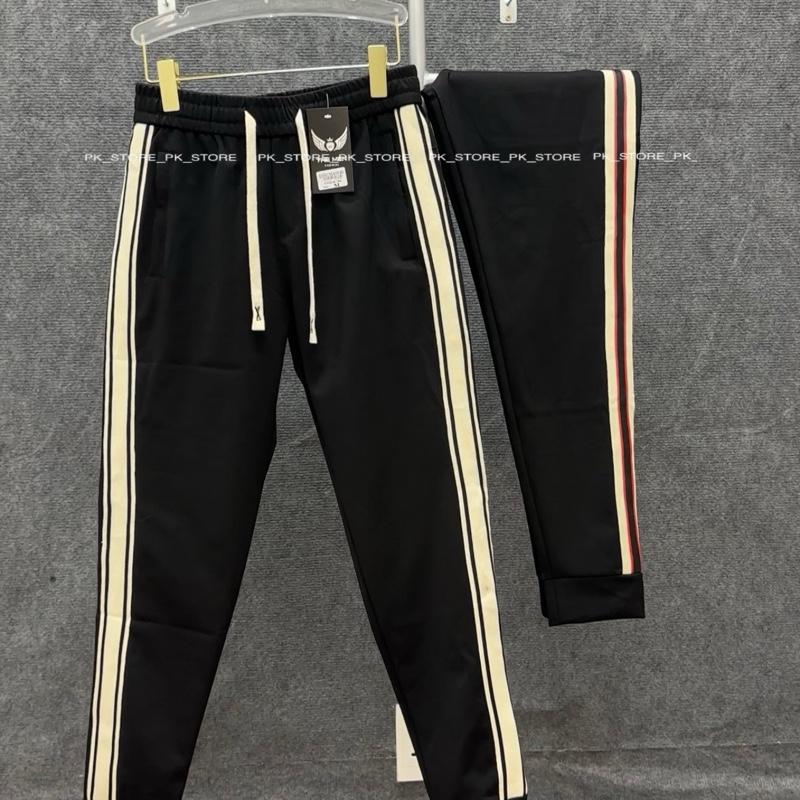 Quần thun jogger nam sọc kem và sọc đỏ chất u mi hàn dày đẹp kiểm tra hàng thoải mái bao không xù